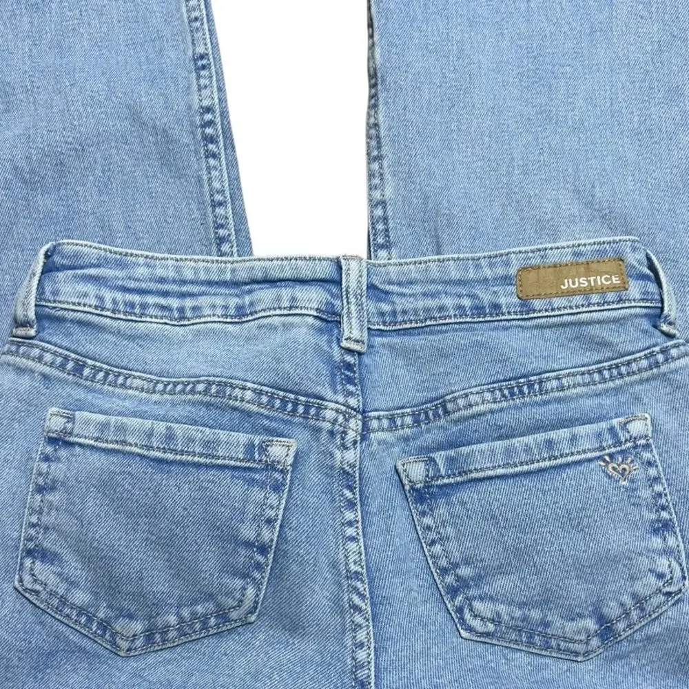 Justice Bromo girls size 12 light wash wide leg denim jeans